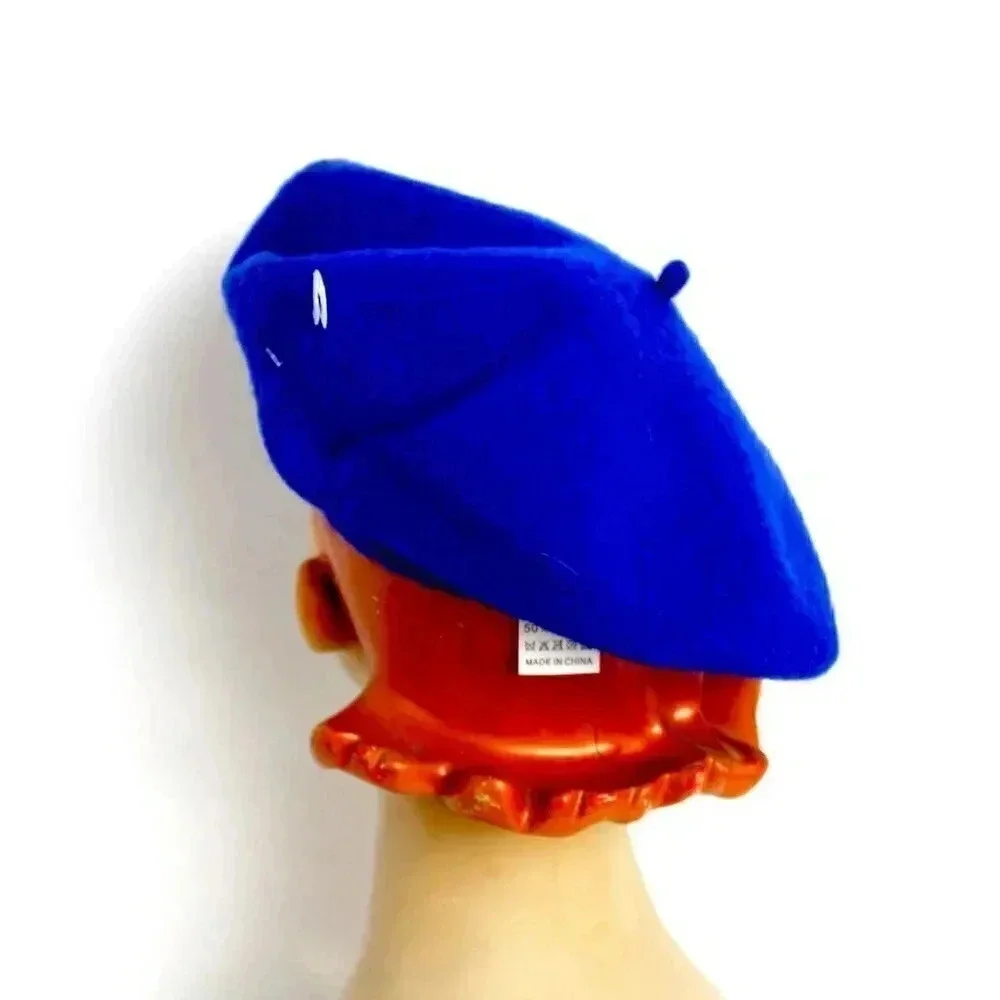 New Royal Blue Wool French Paris Beret